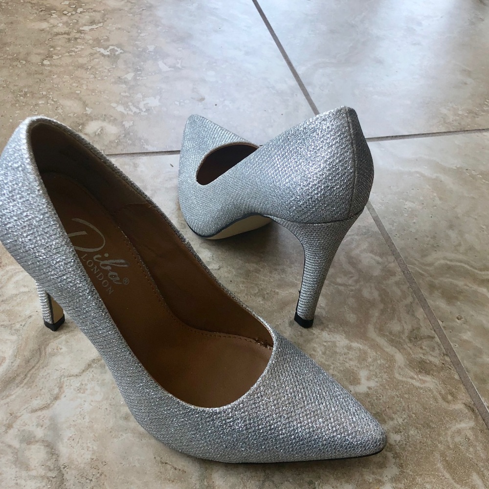 Silver sparkly heels
